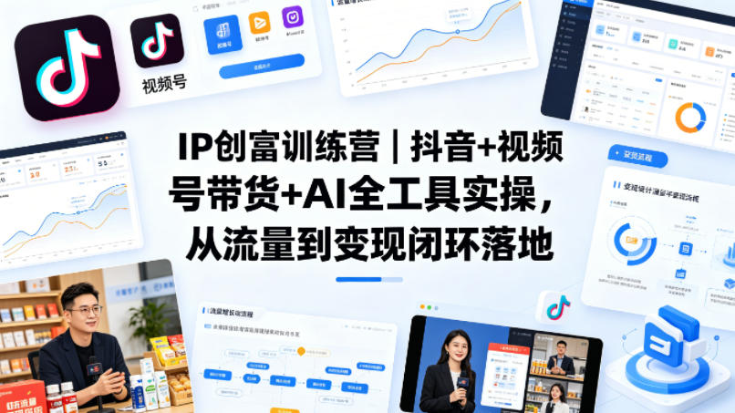 IP创富训练营|抖音+视频号带货+AI全工具实操,从流量到变现闭环落地-极光库