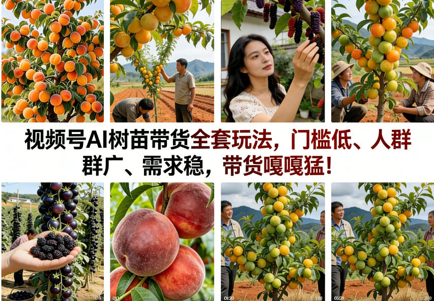视频号AI树苗带货全套玩法，门槛低、人群广、需求稳，带货嘎嘎猛！(更新0426)-极光库