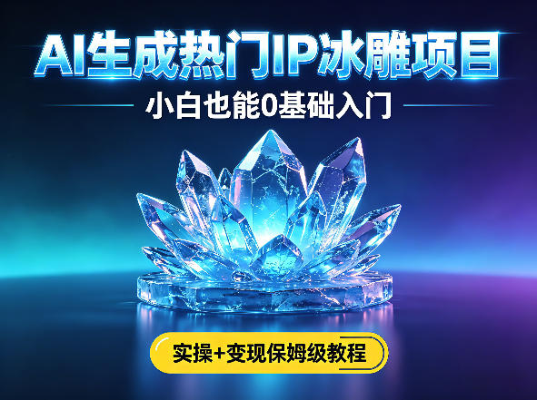 AI生成热门ip冰雕项目,小白也能0基础入门,实操+变现保姆级教程-极光库