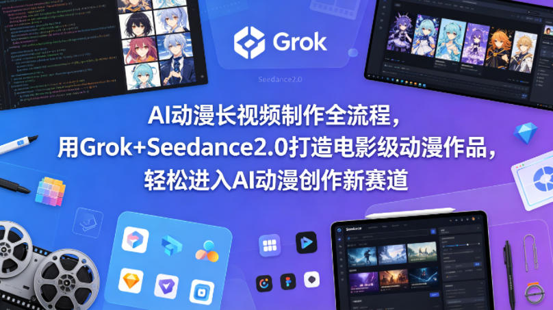 AI动漫长视频制作全流程,用Grok+Seedance2.0打造电影级动漫作品,轻松进入AI动漫创作新赛道-极光库