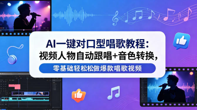 AI一键对口型唱歌教程:视频人物自动跟唱+音色转换,零基础轻松做爆款唱歌视频-极光库