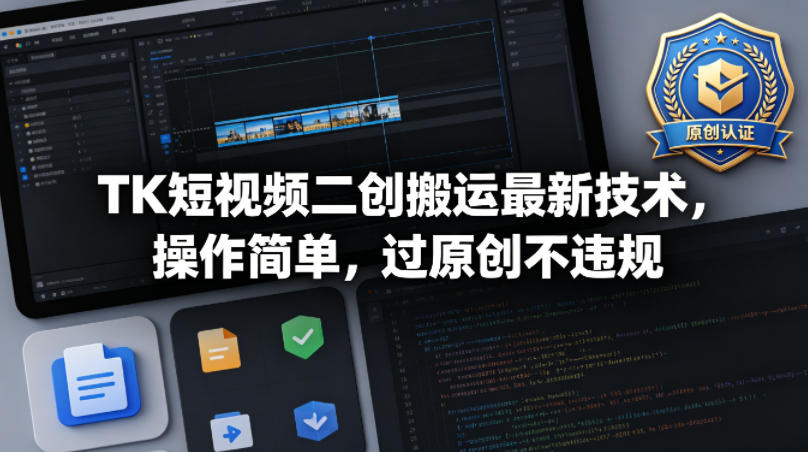 TK短视频二创搬运最新技术,操作简单,过原创不违规-极光库