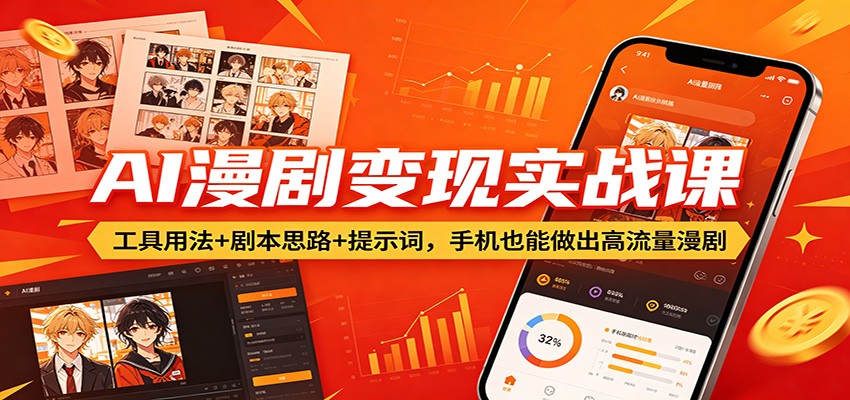 AI漫剧变现实战课：工具用法+剧本思路+提示词，手机也能做出高流量漫剧-极光库