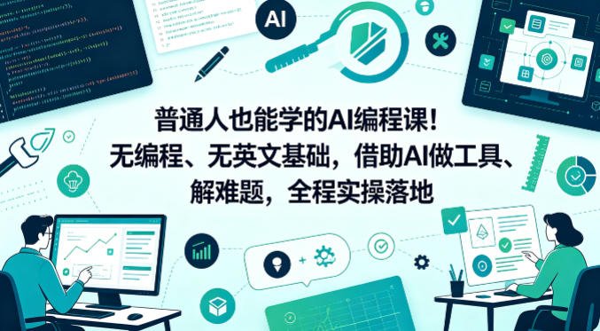 普通人也能学的AI编程课!无编程、无英文基础,借助AI做工具、解难题,全程实操落地-极光库
