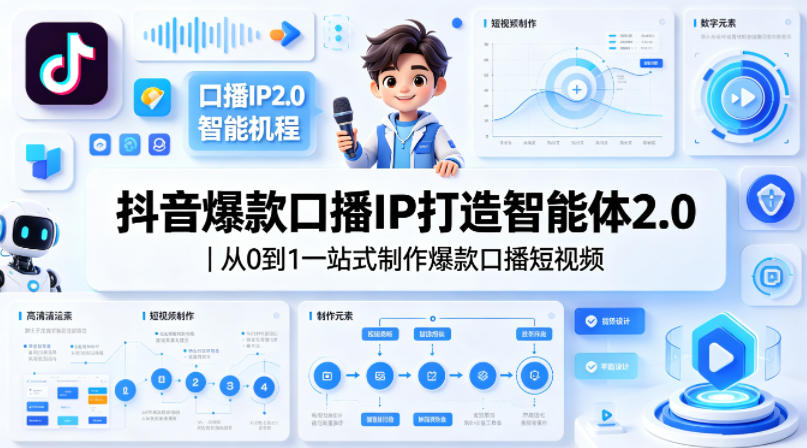 抖音爆款口播IP打造智能体2.0|从0到1一站式制作爆款口播短视频-极光库