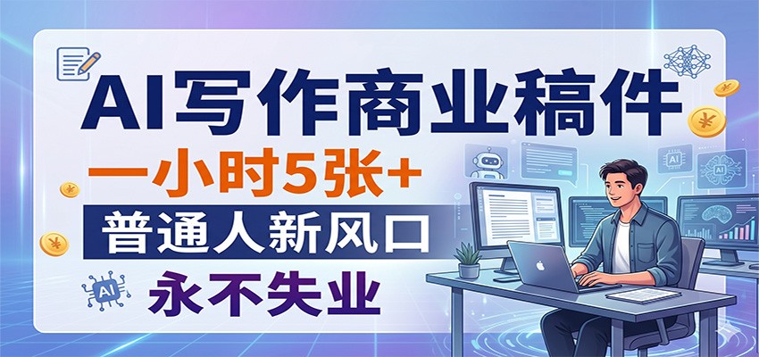 AI写作商业稿件,一小时5张+,普通人新风口,永不失业-极光库