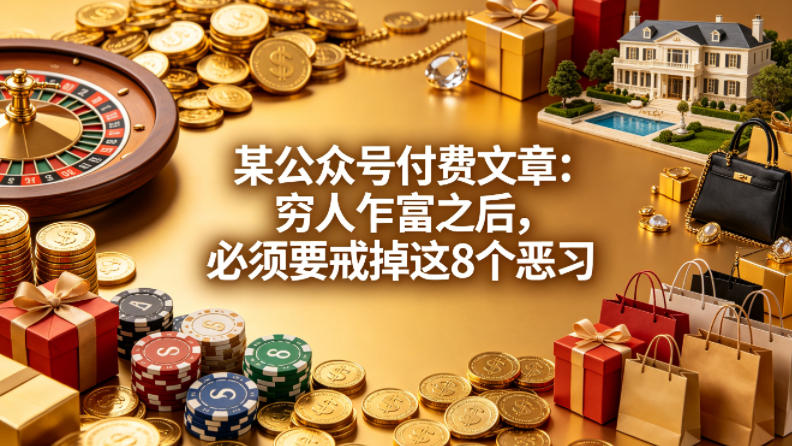 某公众号付费文章:穷人乍富之后,必须要戒掉这8个恶习-极光库