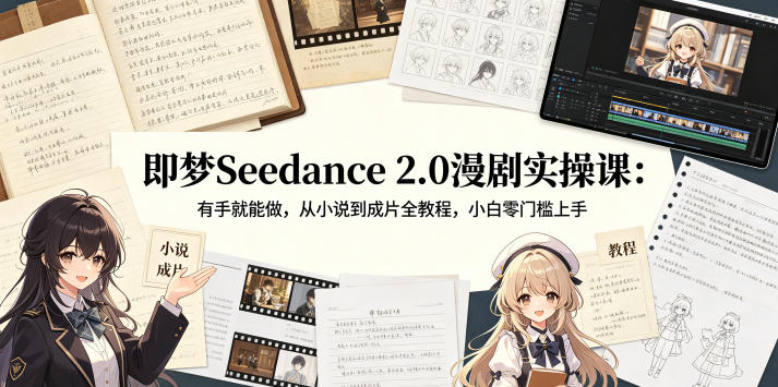 即梦Seedance 2.0漫剧实操课：有手就能做，从小说到成片全教程，小白零门槛上手-极光库