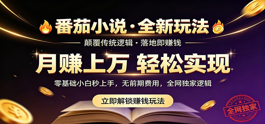 番茄小说5月最新独家玩法，稳定落地实测月入过万！-极光库