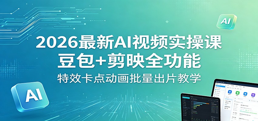 2026最新AI视频实操课：豆包+剪映全功能，特效卡点动画批量出片教学-极光库