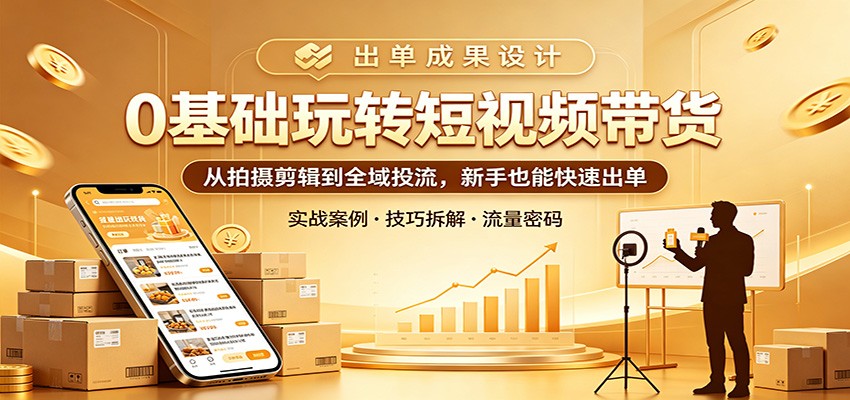 0基础玩转短视频带货：从拍摄剪辑到全域投流，新手也能快速出单-极光库