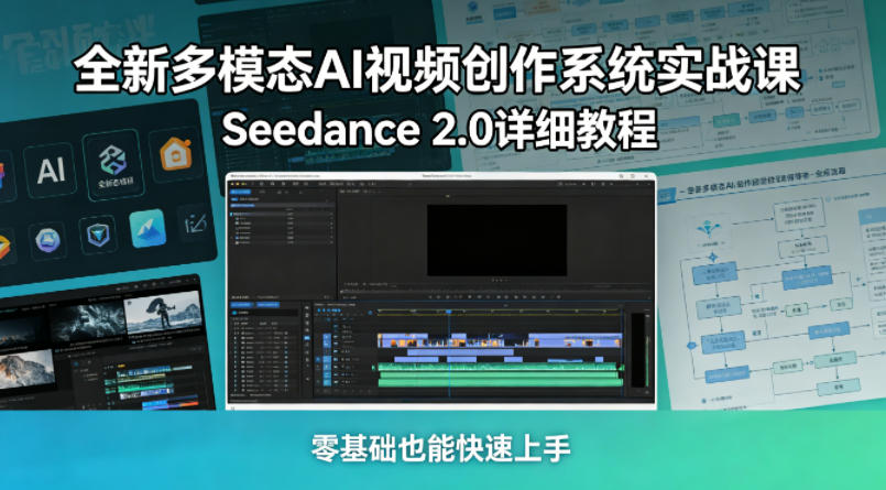 全新多模态AI视频创作系统实战课,Seedance 2.0详细教程,零基础也能快速上手-极光库