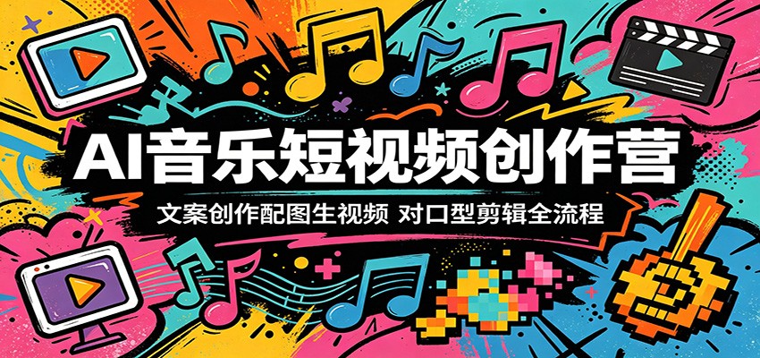AI音乐短视频创作营：文案创作配图生视频，对口型剪辑全流程-极光库