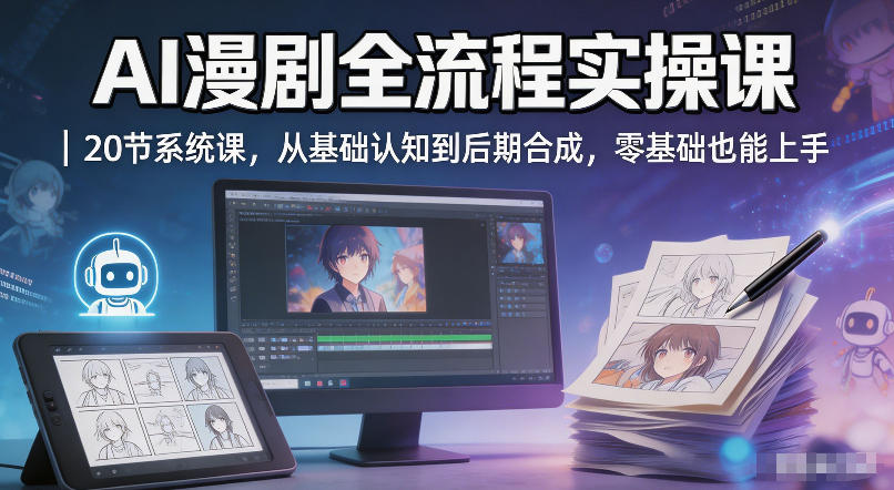 AI漫剧全流程实操课|20节系统课,从基础认知到后期合成,零基础也能上手-极光库