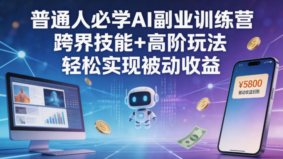 普通人必学AI副业训练营跨界技能+高阶玩法轻松实现被动收益-极光库