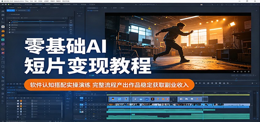 零基础AI短片变现教程：软件认知搭配实操演练，完整流程产出作品稳定获取副业收入-极光库