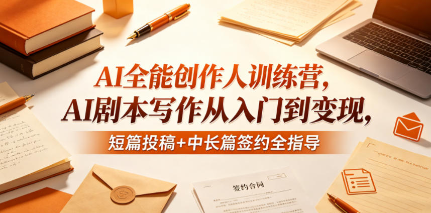 AI全能创作人训练营，AI剧本写作从入门到变现，短篇投稿+中长篇签约全指导-极光库