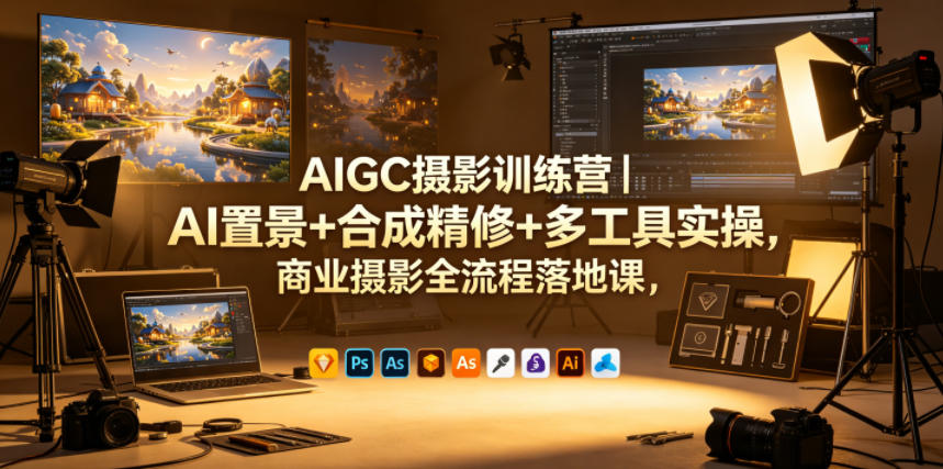 AIGC摄影训练营|AI置景+合成精修+多工具实操,商业摄影全流程落地课-极光库