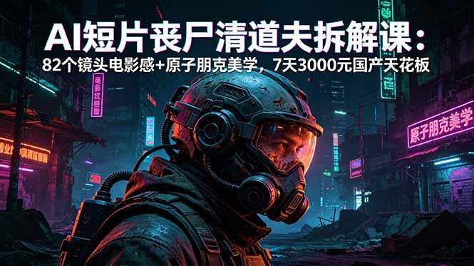 AI短片《丧尸清道夫》拆解课：82个镜头电影感+原子朋克美学，7天3000元国产天花板-极光库