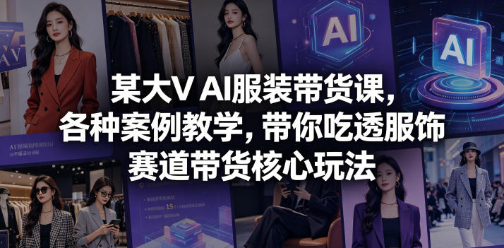 某大V AI服装带货课，各种案例教学，带你吃透服饰赛道带货核心玩法-极光库