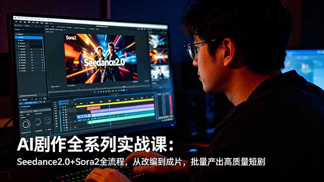 AI剧作全系列实战课：Seedance2.0+Sora2全流程，从改编到成片，批量产出高质量短剧-极光库