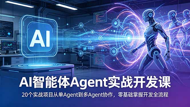 AI智能体Agent实战开发课:20个实战项目从单Agent到多Agent协作,零基础掌握开发全流程-极光库