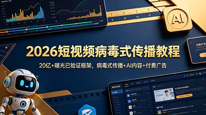 2026短视频病毒式传播教程:20亿+曝光已验证框架,病毒式传播+AI内容+付费广告-极光库