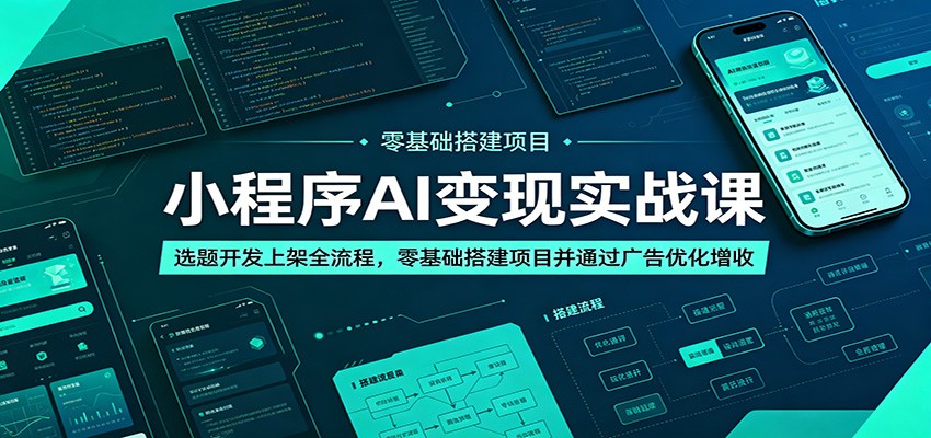 小程序AI变现实战课：选题开发上架全流程，零基础搭建项目并通过广告优化增收-极光库