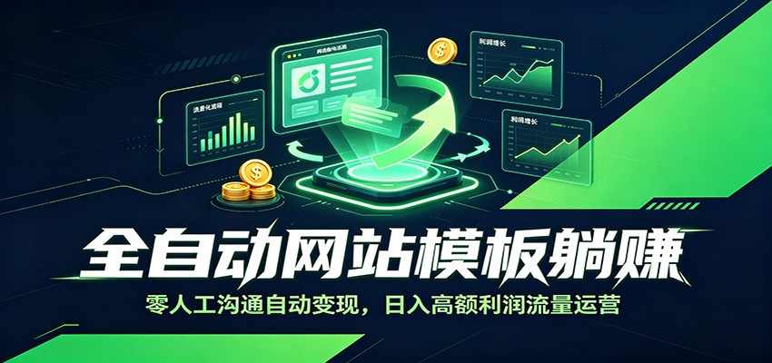 全自动网站模板躺赚：零人工沟通自动变现，日入高额利润流量运营-极光库