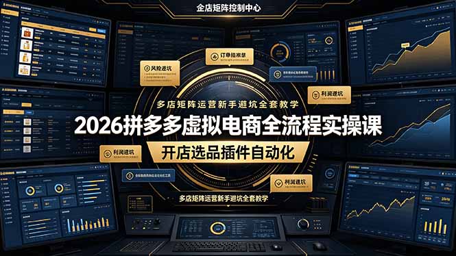 2026拼多多虚拟电商全流程实操课,开店选品插件自动化,多店矩阵运营新手避坑全套教学-极光库