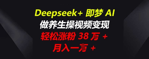 Deepseek+即梦AI,做养生操视频变现,轻松涨粉38W+,月入一W+-极光库