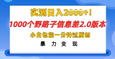 2025抖音1000个野路子信息差最新玩法,一分钟过原创,暴力变现月入几k-极光库