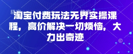 淘宝付费玩法无界实操课程,高价解决一切烦恼,大力出奇迹-极光库