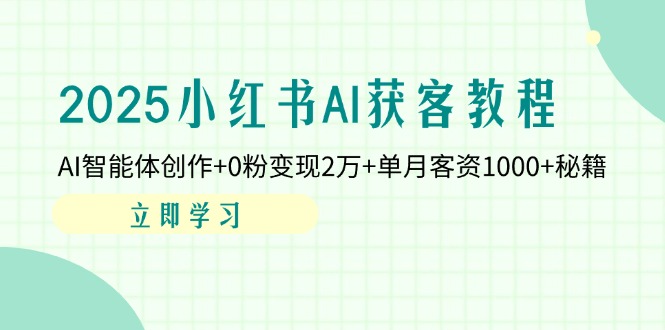 (14301期)2025小红书AI获客教程:AI智能体创作+0粉变现2万+单月客资1000+秘籍-极光库