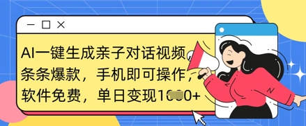 AI一键生成亲子对话视频,条条爆款,一部手机即可操作,单日变现数张-极光库