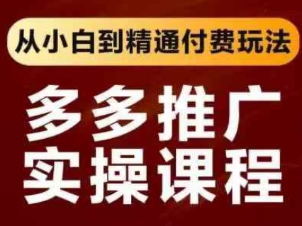 拼多多推广实操课程,从小白到精通付费玩法-极光库