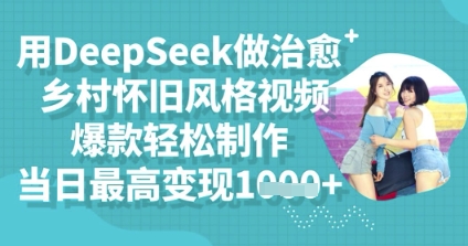 用DeepSeek做治愈乡村怀旧风格视频,爆款轻松制作,当日最高变现多张-极光库